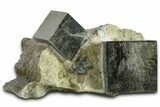 Two Natural Pyrite Cubes In Rock - Navajun, Spain #361859-1